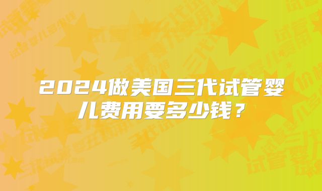 2024做美国三代试管婴儿费用要多少钱？