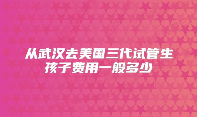 从武汉去美国三代试管生孩子费用一般多少