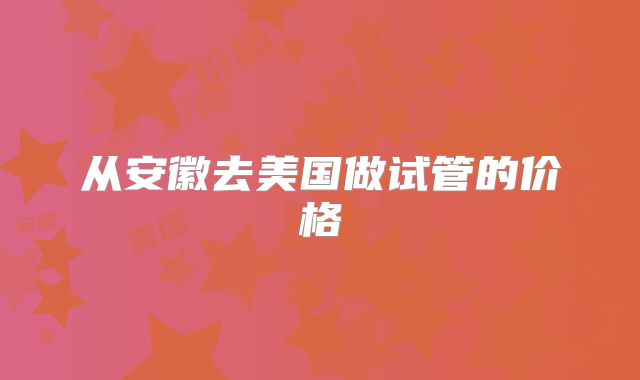 从安徽去美国做试管的价格