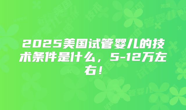 2025美国试管婴儿的技术条件是什么，5-12万左右！