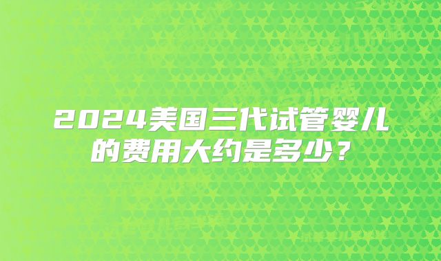 2024美国三代试管婴儿的费用大约是多少？