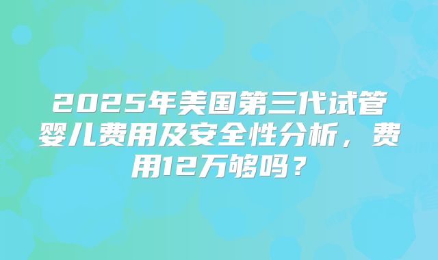 2025年美国第三代试管婴儿费用及安全性分析，费用12万够吗？