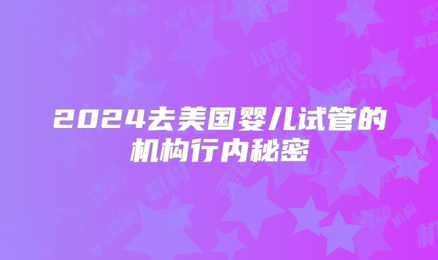 2024去美国婴儿试管的机构行内秘密