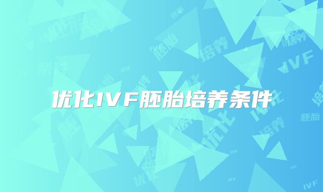 优化IVF胚胎培养条件