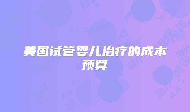 美国试管婴儿治疗的成本预算