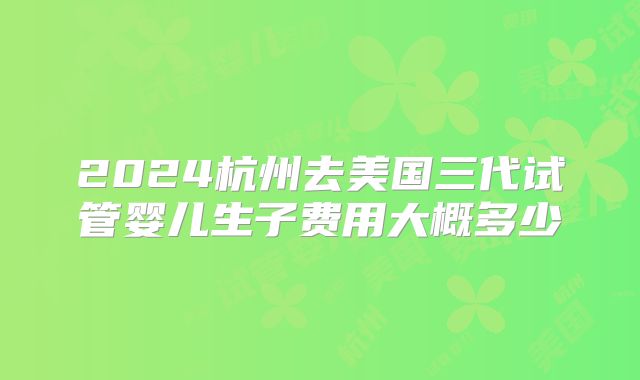 2024杭州去美国三代试管婴儿生子费用大概多少