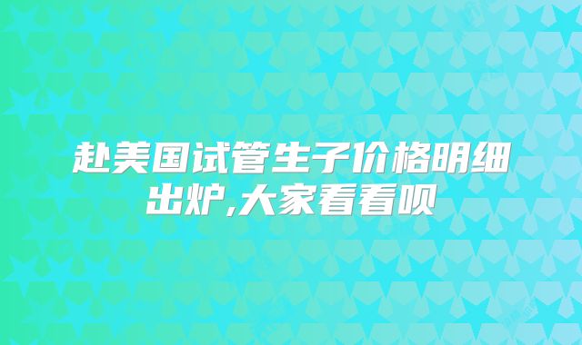 赴美国试管生子价格明细出炉,大家看看呗
