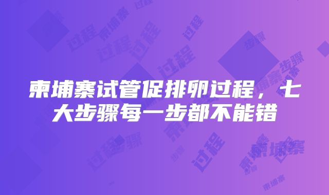 柬埔寨试管促排卵过程，七大步骤每一步都不能错