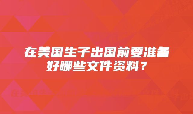 在美国生子出国前要准备好哪些文件资料？