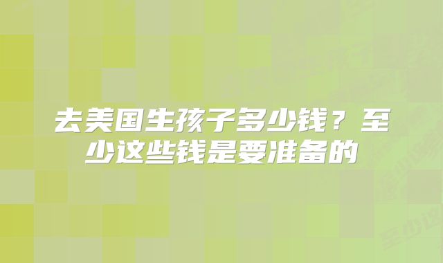 去美国生孩子多少钱？至少这些钱是要准备的