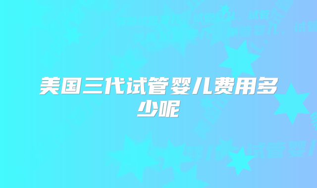 美国三代试管婴儿费用多少呢