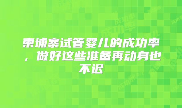 柬埔寨试管婴儿的成功率，做好这些准备再动身也不迟