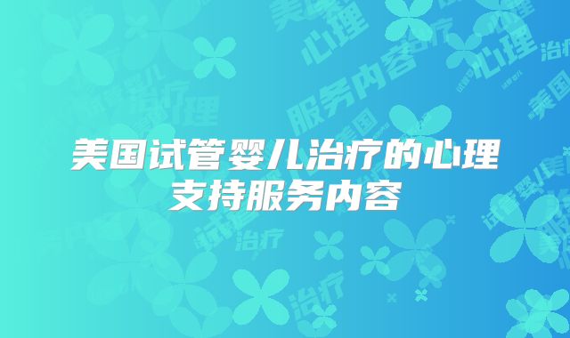 美国试管婴儿治疗的心理支持服务内容