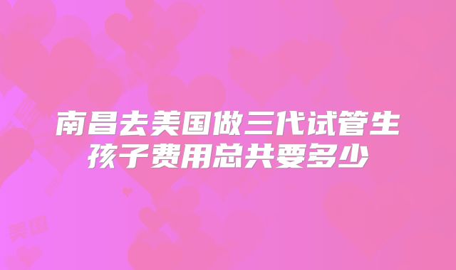 南昌去美国做三代试管生孩子费用总共要多少