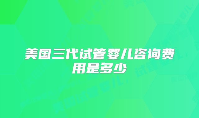 美国三代试管婴儿咨询费用是多少
