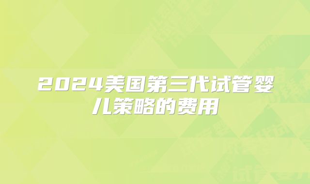 2024美国第三代试管婴儿策略的费用