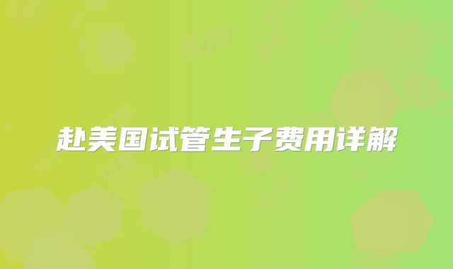 赴美国试管生子费用详解