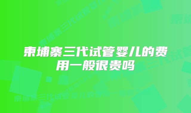 柬埔寨三代试管婴儿的费用一般很贵吗