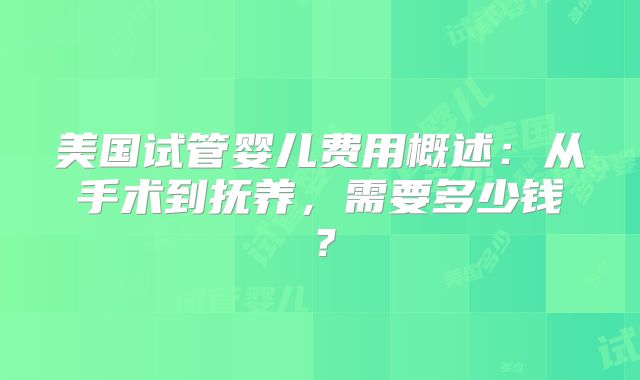 美国试管婴儿费用概述：从手术到抚养，需要多少钱？