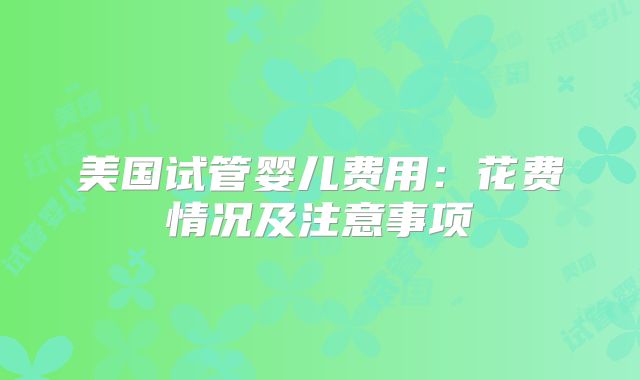 美国试管婴儿费用：花费情况及注意事项