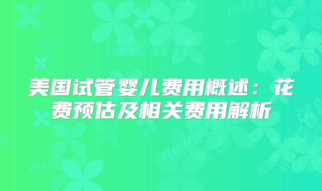 美国试管婴儿费用概述：花费预估及相关费用解析