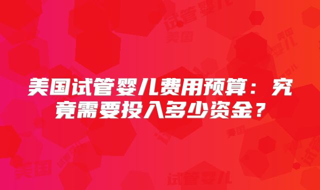 美国试管婴儿费用预算：究竟需要投入多少资金？