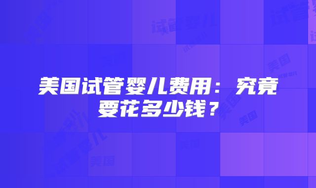 美国试管婴儿费用：究竟要花多少钱？