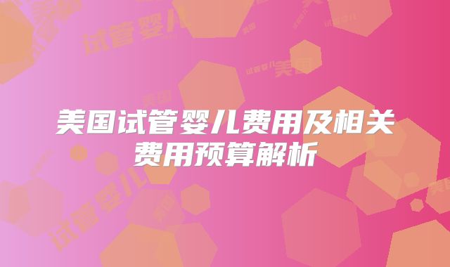 美国试管婴儿费用及相关费用预算解析