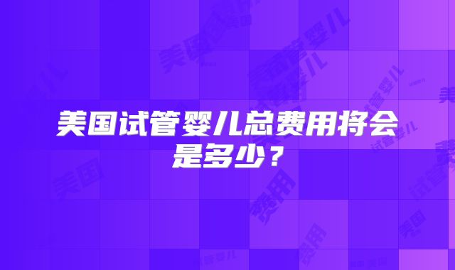 美国试管婴儿总费用将会是多少？