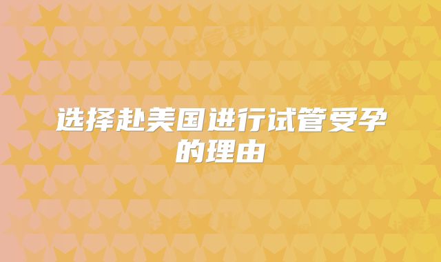 选择赴美国进行试管受孕的理由