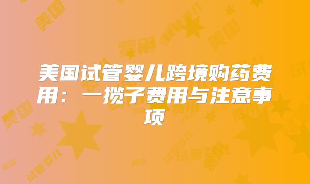 美国试管婴儿跨境购药费用：一揽子费用与注意事项