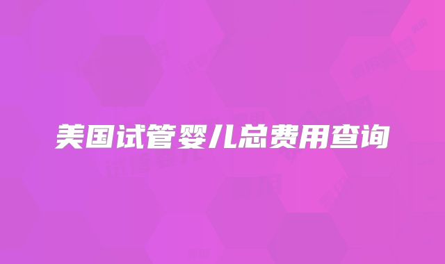 美国试管婴儿总费用查询