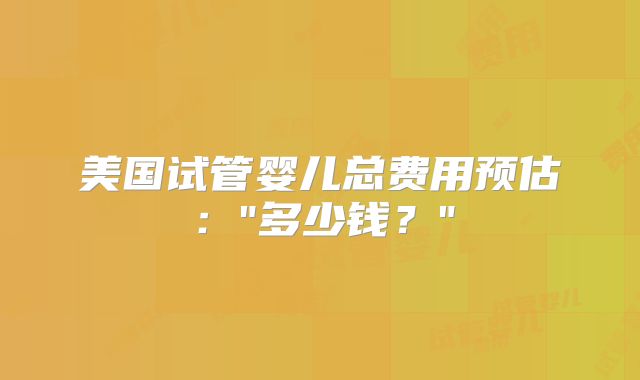美国试管婴儿总费用预估: