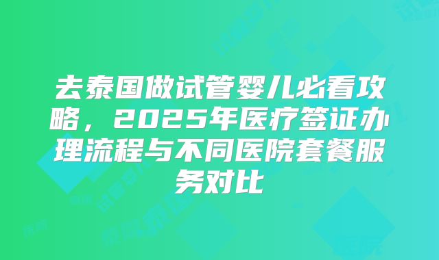 去泰国做试管婴儿必看攻略，2025年医疗签证办理流程与不同医院套餐服务对比