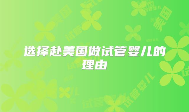 选择赴美国做试管婴儿的理由