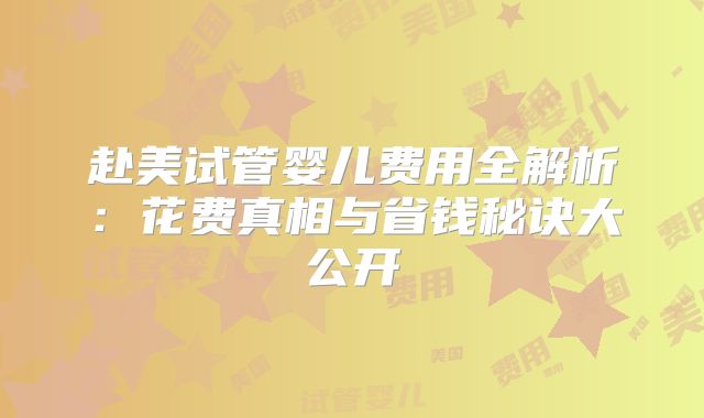 赴美试管婴儿费用全解析：花费真相与省钱秘诀大公开