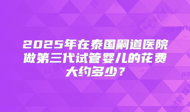 2025年在泰国嗣道医院做第三代试管婴儿的花费大约多少？