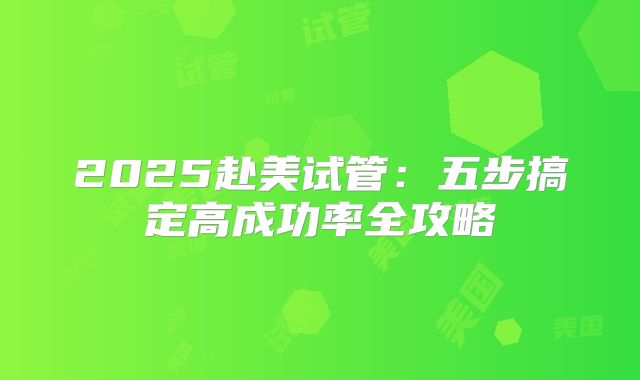 2025赴美试管:五步搞定高成功率全攻略