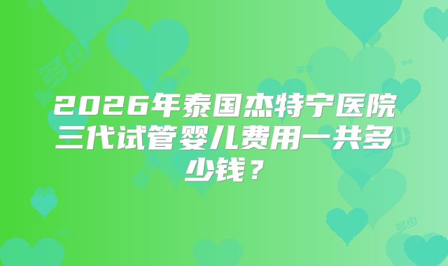 2026年泰国杰特宁医院三代试管婴儿费用一共多少钱？
