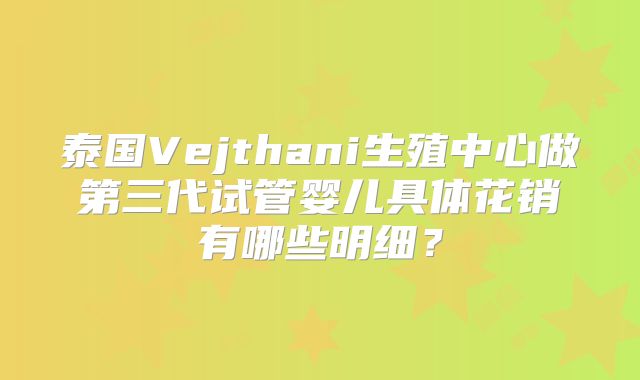 泰国Vejthani生殖中心做第三代试管婴儿具体花销有哪些明细？