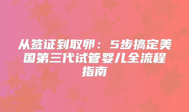 从签证到取卵：5步搞定美国第三代试管婴儿全流程指南