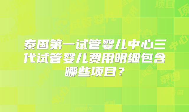 泰国第一试管婴儿中心三代试管婴儿费用明细包含哪些项目？