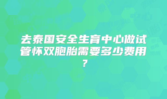 去泰国安全生育中心做试管怀双胞胎需要多少费用？